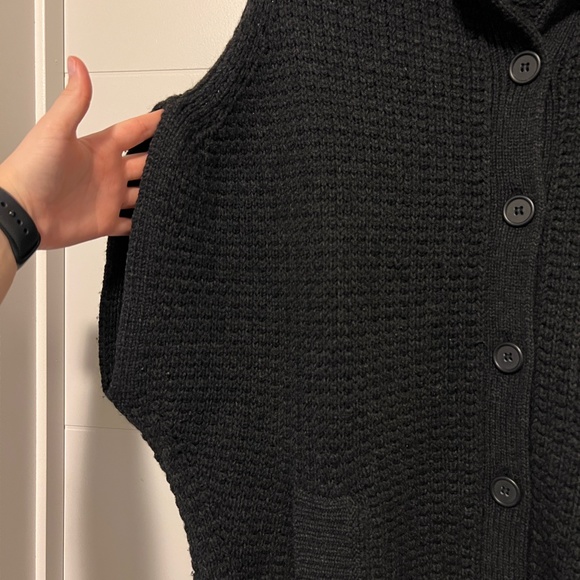 Vince Oversized Wool Blend Sleeveless Knit Poncho in Gray Size S - Picture 4 of 5